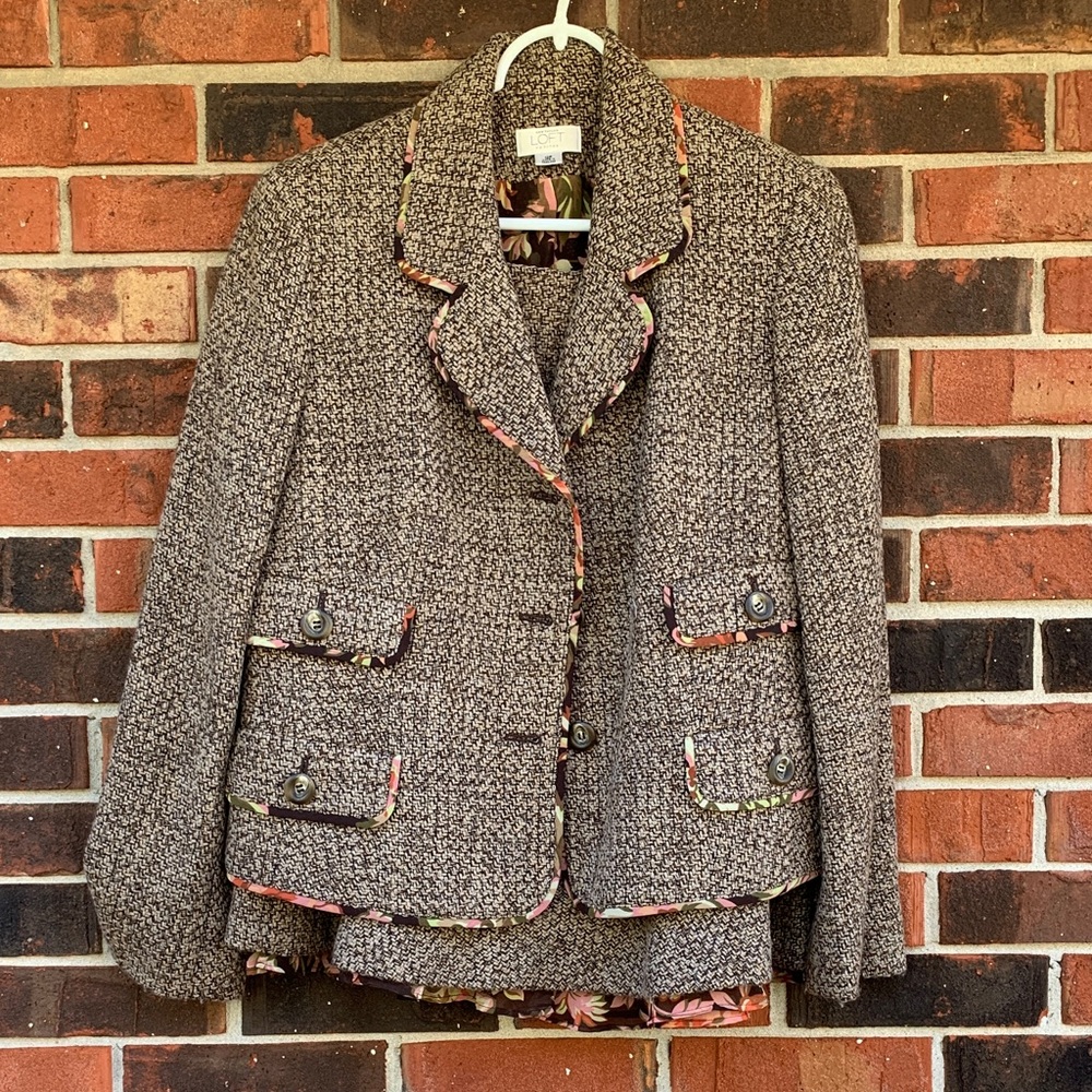 Ann Taylor Loft Brown Skirt Suit